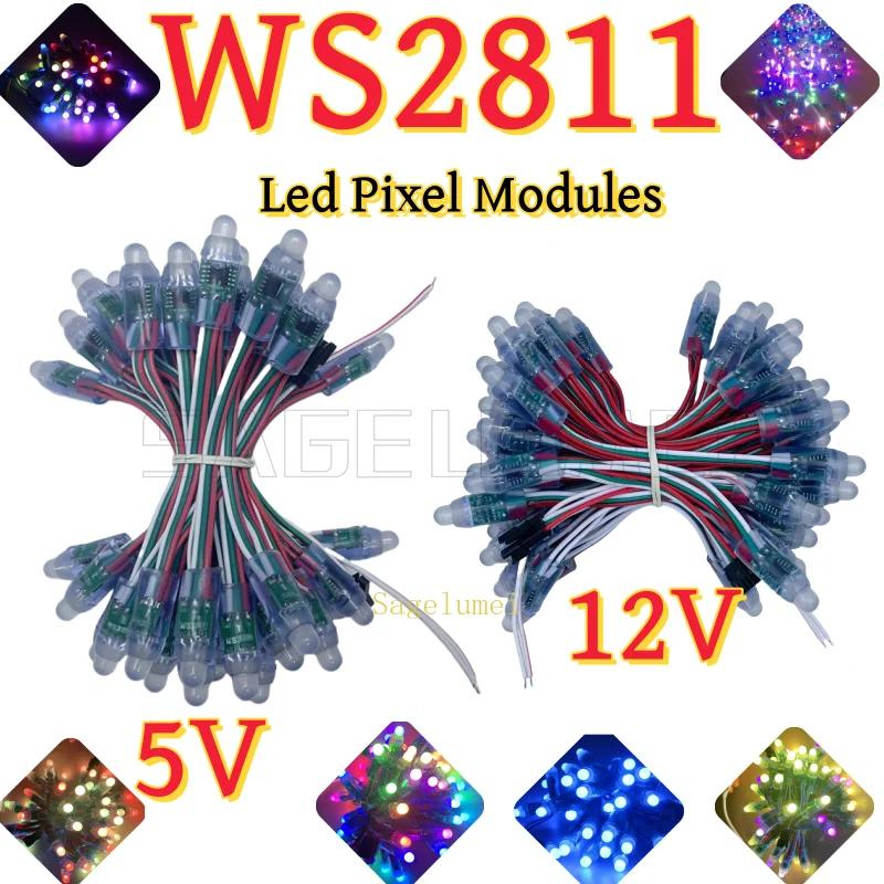  巹 帲 ÷ LED ȼ , WS2811 IC RGB Ǯ ÷, F12mm ȼ, 5V, 12V, Ʈ  , 4m, 50 